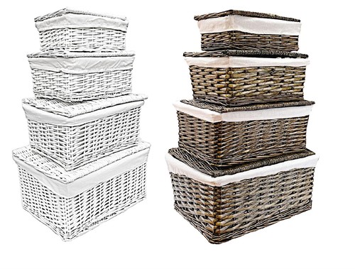 Set lidded wicker - of, storage