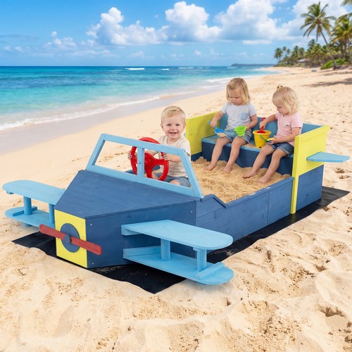 Large wooden kids sandbox - kids, with