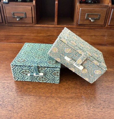 Two vintage brocade boxes - vintage,